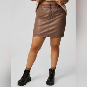 NWT Torrid Brown Faux Leather Mini Plus Size Curvy Stretchy Skirt Size 20